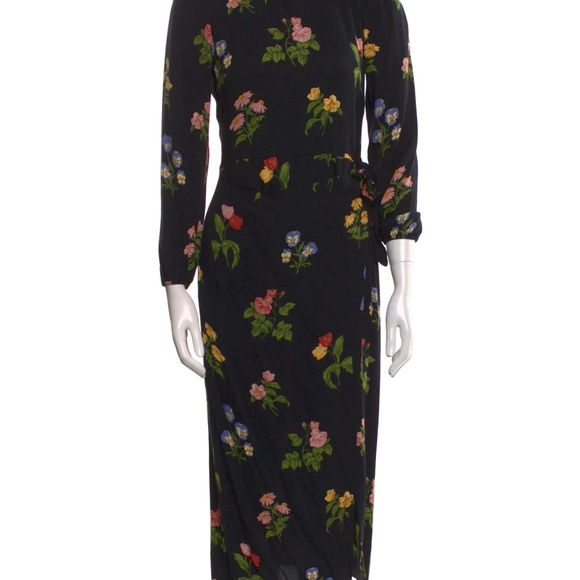 Reformation Black Floral Long Sleeve Dress - Picture 1 of 14